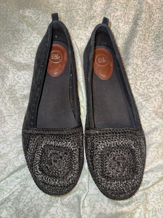 The Sak Shoes - The Sak Black Crochet-Style Slip On “April” Loafers